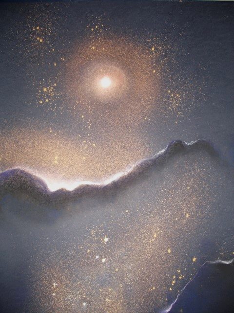 Vzdálená galaxie — suchý pastel